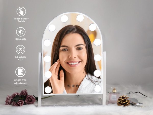 DP330-H LED Bulb Desktop Arched Hollywood Vanity Mirror