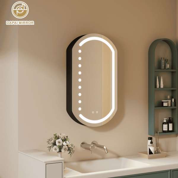 Oval LED Bathroom Mirror Cabinet