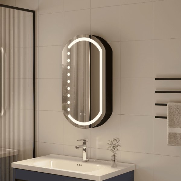 Oval LED Bathroom Mirror Cabinet